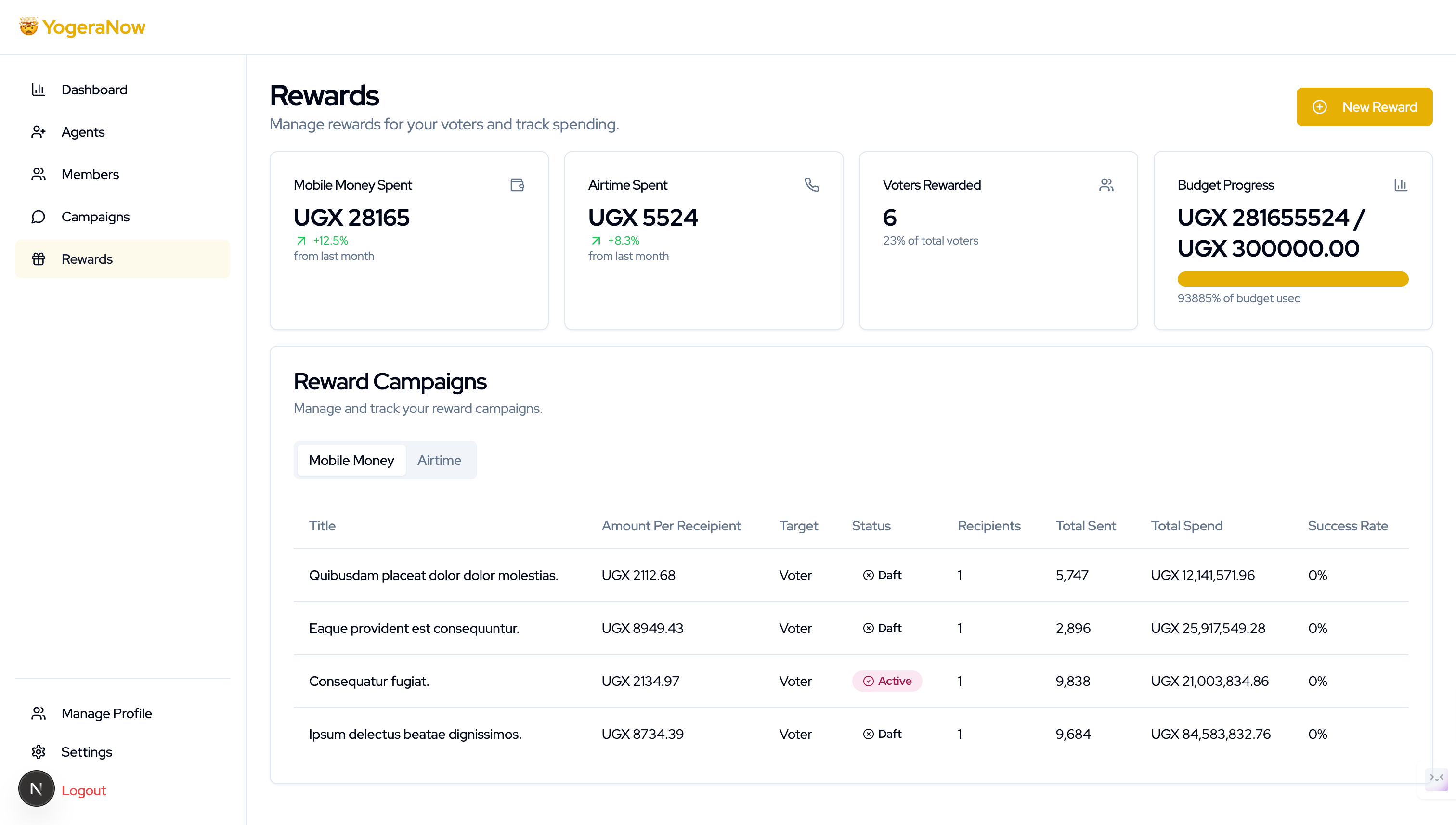 Rewards Dashboard Screenshot